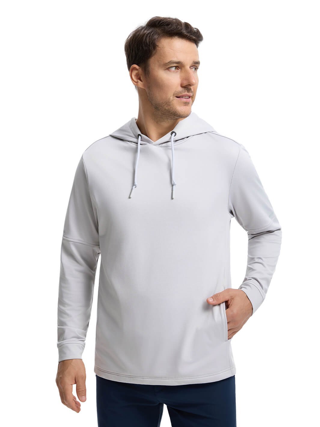 Solid Performance Fleece Golf Hoodie For Men-Vapor Blue