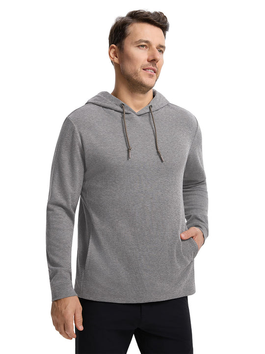 Herringbone Performance Golf Hoodie For Men-Mocha